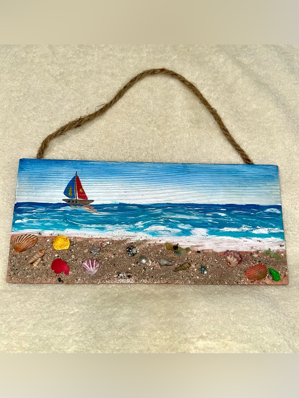 Handmade Coastal Sailboat Wood Wall Art Beach Decor